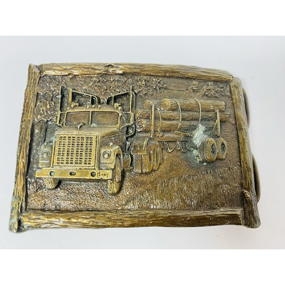 1977 Logging Truck Belt Buckle By Bergamot Siskiyou Arroyo Grande‎ Vintage